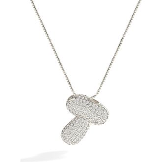 Mint & Lily Pave Bubble Initial Necklace in Silver /Letter T at Nordstrom