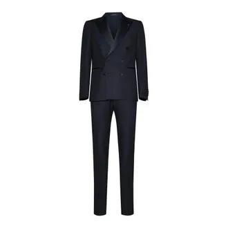 Tagliatore Double Breasted Suits, male, Blue, Size: XL Sfbr10A01 Double-breasted Tuxedo