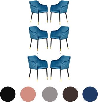 Life Interiors Life Interiors - Juego de 6 sillas de comedor de terciopelo Verona - Patas de metal con tapas doradas - Silla de comedor - Silla tapizada - Silla de