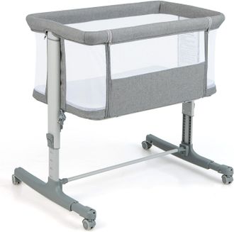 Costway Costway 3 In 1 Culla Neonato Fianco Letto, Lettino Neonato Dondolo Con Materasso, Culla Co-sleeping Fino A 9 Kg, Altezza Regolabili, Inclinazione Di 1