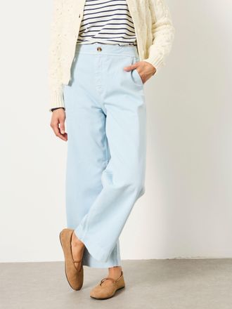 Fat Face FatFace Hove Light Blue Wide Leg Cropped Trousers