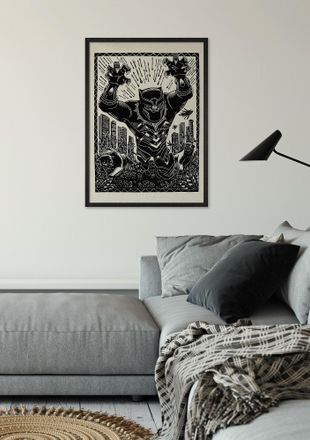 Komar Wandbild »Marvel Black Panther Lino-Cut Charge« Disney Set, 1 Stk. tlg. 50 x 70 cm (Breite x Höhe) - Kinderzimmer, Dekoration