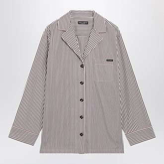 Dolce & Gabbana Brown striped cotton shirt with revere collar