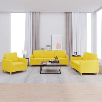 vidaXL Vidaxl - Juego De Sof&aacute;s Con Cojines 3 Piezas Tela Amarillo Claro