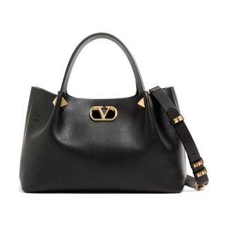 Valentino Garavani Tassen, Dames, Zwart, ONE Size, Leer, Vltn Tote Bag