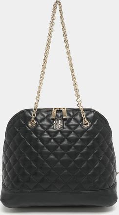 Carolina Herrera Black Quilted Leather Chain Satchel