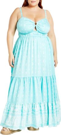 City Chic Harlow Maxi Dress in Paisley Aqua Sky at Nordstrom Rack, Size Xl/22W
