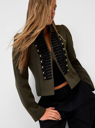 Twik Womens Trompe-loeil frog toggle buttons Blazer Jacket