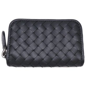 Bottega Veneta Black Leather Coin Purse/Coin Case (Pre-Owned)