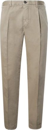 Incotex Geplooide Broek - Heren - Chinos - Beige - L - Katoen - Broeken