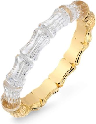 Gold & Honey Womens Bamboo Lucite Hinge Bangle In Clear