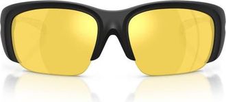 Diesel 62mm Oversize Mirrored Pillow Sunglasses in Solid Shiny Black /Yellow at Nordstrom