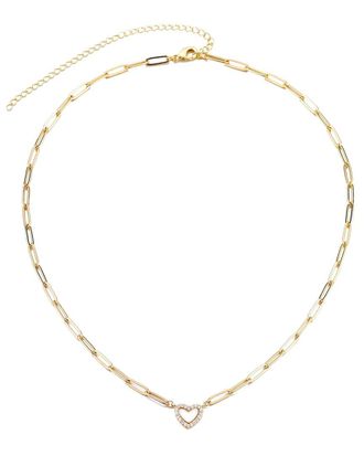 Adornia Adornia 14K Plated Mother Of Pearl Cz Mini Heart Chain Necklace