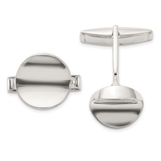 Diamond2Deal Sterling Silver Polished Round Concave Cuff Links