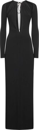 Marine Serre Gedrapeerde Jersey Lange Jurk - Dames - Maxi kleedjes - Zwart - XS - Kleedjes