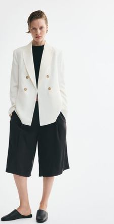 H&M Double-breasted Viscose-blend Blazer in Cream at Nordstrom, Size Xx-Large