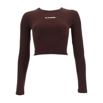 Jil Sander Top Corto con Logo - - Tops - Donna - Marrone - M