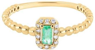 Bony Levy El Mar 18K 0.23 Ct. Tw. Diamond & 1 Emerald Stackable Ring