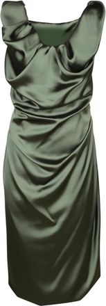 Vivienne Westwood Kleedjes, Dames, Groen, M, Satijn, Gekreukte satijnen midi jurk