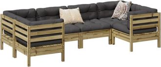 vidaXL Juego De Sof&aacute;s Jard&iacute;n 6 Pzas Con Cojines Madera Pino Impregnada Vidaxl