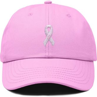 Dalix Pink Ribbon Dad Cap in Light Pink at Nordstrom