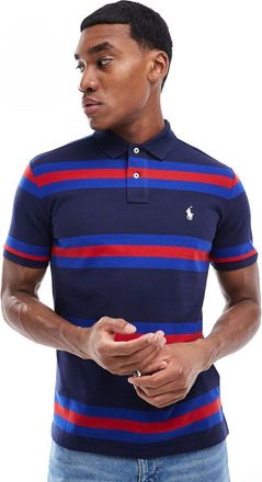 Polo Ralph Lauren Icon - Polo piqué blu navy a righe con logo