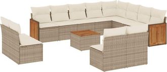 vidaXL Set Sof&aacute;s De Jard&iacute;n Con Cojines 13 Pzas Rat&aacute;n Sint&eacute;tico Beige Vidaxl