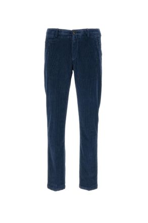 BRIGLIA 1949 Blue Cotton Corduroy Slim Straight-Leg Pants