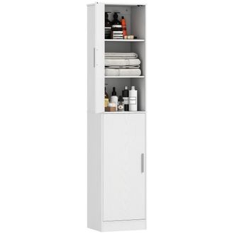 HOMCOM Homcom Colonna Bagno A 2 Armadietti Con 6 Ripiani Regolabili Bianco