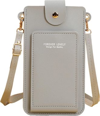Generic Womens Leather Messenger Bag with Transparent Operation Screen and Secure Hasp Closure for Everyday and Phone Carrying (Grey, One Size)