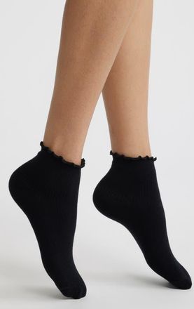 Stems Billie Ruffle Mid Crew Socks in Black at Nordstrom