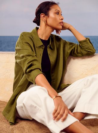Contemporaine Womens Oversized pure linen shirt