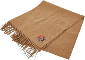 Loewe Pre-owned Scarves, female, Brown, Size: ONE SIZE Pre-owned Cashmere Scarf