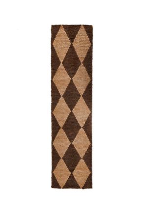 Flair Rugs Alfombra de pasillo de yute marr&oacute;n y marr&oacute;n oscuro 80x230 cm