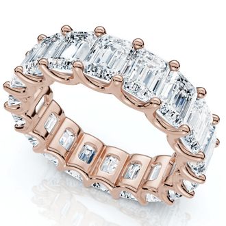 Pompeii3 11 1/2Ct Emerald Cut Diamond Eternity Ring Gold or Platinum Band Lab Grown