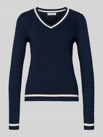 Christian Berg Slim Fit Longsleeve in Strick-Optik in Dunkelblau, Gr&ouml;&szlig;e XXL