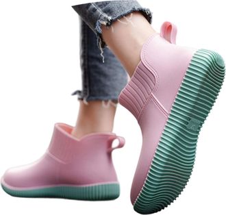 Generic Women Ankle Boots 2026 Womens Rain Shoes Fashionable Low Cut Rubber Non Slip Outdoor Work for Walking Washing Car All Season Comfortable Casual Wear w