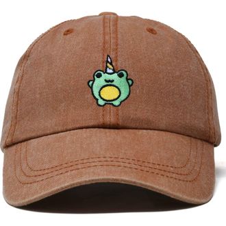 Dalix Froggy Unicorn Embroidered Cap in Washed Orange at Nordstrom