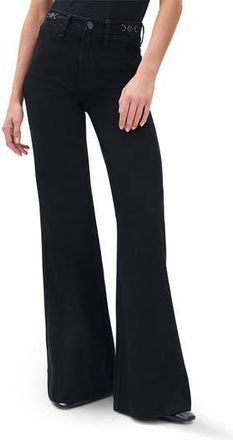 Rag & Bone Skylar High Waist Flare Trouser Jeans in Black at Nordstrom Rack, Size 33