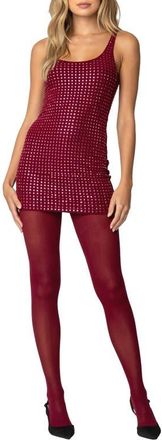 Edikted Rhinestone Mesh Minidress in Burgundy at Nordstrom, Size X-Small