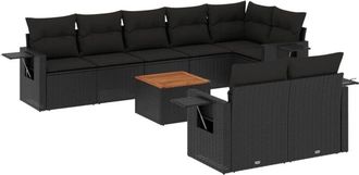 vidaXL Set De Sof&aacute;s De Jard&iacute;n 8 Piezas Y Cojines Rat&aacute;n Sint&eacute;tico Negro Vidaxl