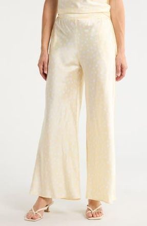 Renee C Polka Dot Satin Wide Leg Pants in Butter at Nordstrom Rack, Size X-Large