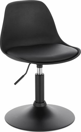 Woltu 1x Taburetes Con Respaldo Cuero Sint&eacute;tico Cocina Regulable En Altura Taburete Giratorio Peluquer&iacute;a Sillas Bar Taburete De Escritorio Negro 39.5-50.5cm