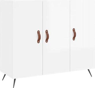 vidaXL Vidaxl - Aparador de madera de ingeniería blanco brillo 90x34x80 cm