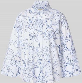 GANT Relaxed Fit Bluse mit verdeckter Knopfleiste und 3/4-Arm in Weiss, Gr&ouml;&szlig;e 34