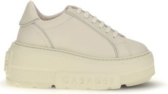 Casadei Womens 2x076a0701 Florence Platform Sneakers - Ivory Leather - Size 36.5 EU/IT