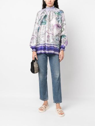 F.R.S. Floral-Print Silk Blouse - White