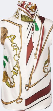 Dorothee Schumacher Cosmic Funghi printed tie-neck silk twill top