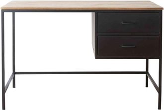 Decoclico Escritorio de metal y madera de mango negro