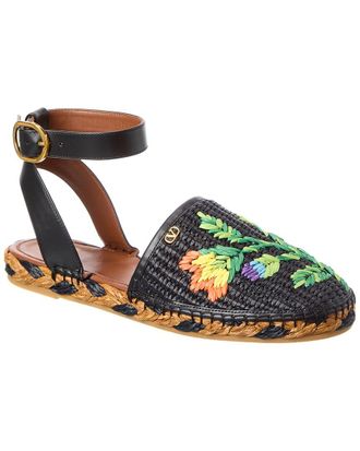 Valentino Straw & Leather Espadrille